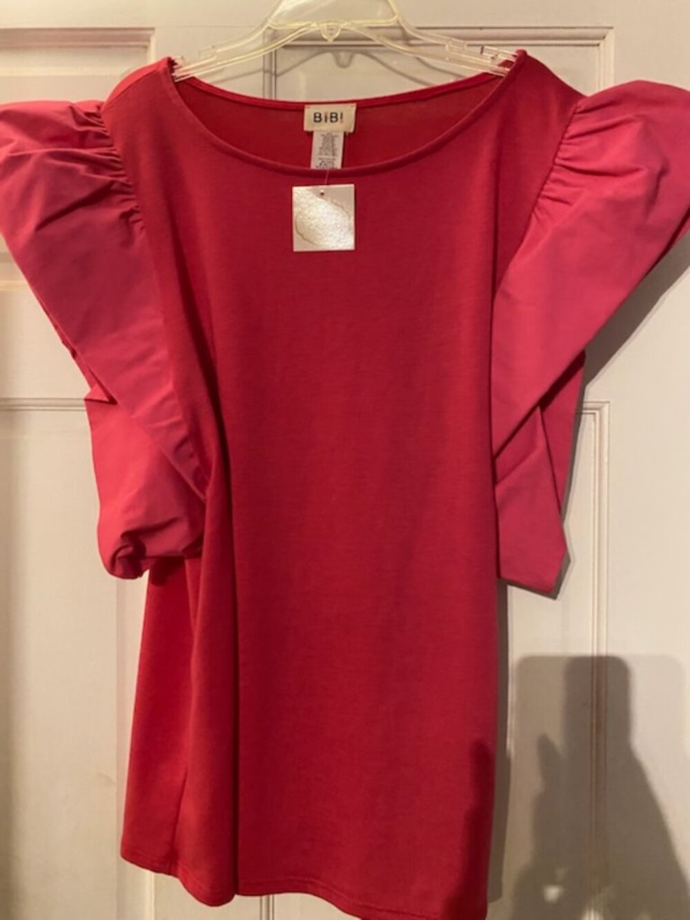 Bibi xl pink top with stiff sleeves nwt